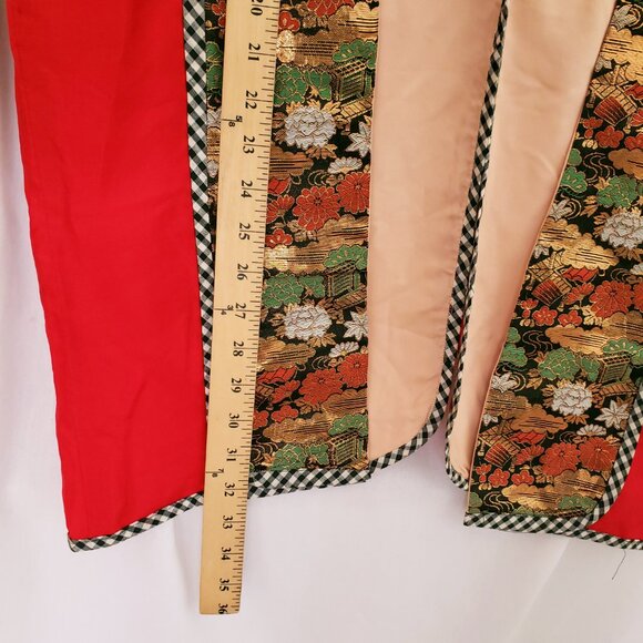 Unisex Asian Red Multicolor Beautiful Pattern Traditional Clothing Long Vest - Picture 3 of 15